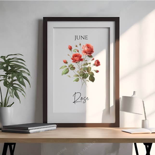 Poster Rose florale du mois de naissance juin (Créateur téléchargé)