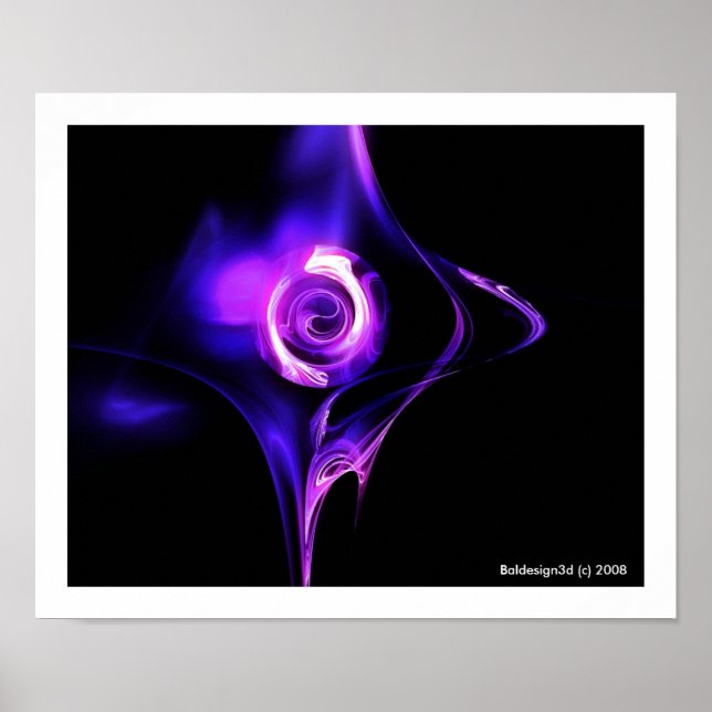 Poster ROSE FRACTAL, bleu rose (Devant)