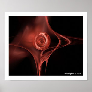 Poster ROSE FRACTAL, brun rouge