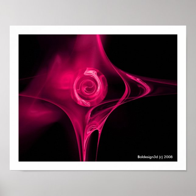 Poster ROSE FRACTAL, fuchsia rose (Devant)