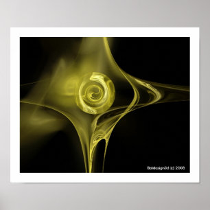 Poster ROSE FRACTAL, jaune