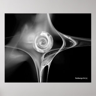 Poster ROSE FRACTAL, noir et blanc