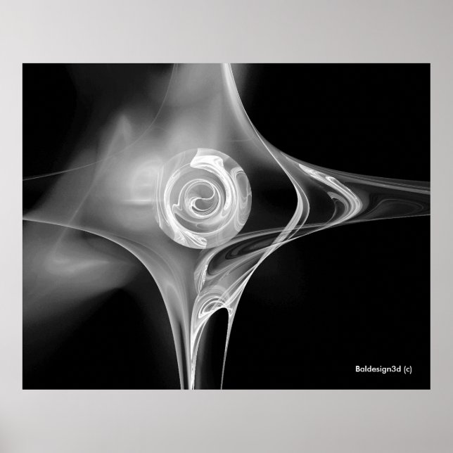 Poster ROSE FRACTAL, noir et blanc (Devant)