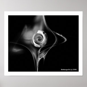 Poster ROSE FRACTAL, noir et blanc