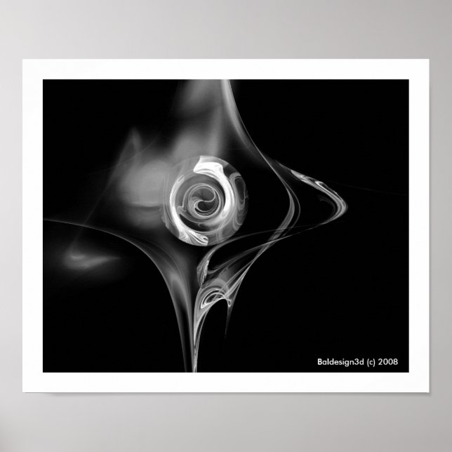Poster ROSE FRACTAL, noir et blanc (Devant)