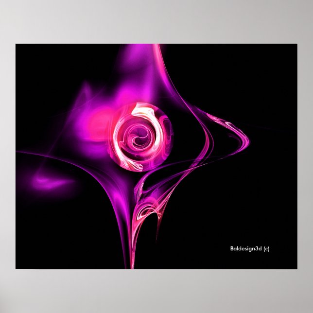 Poster ROSE FRACTAL, rose violet (Devant)