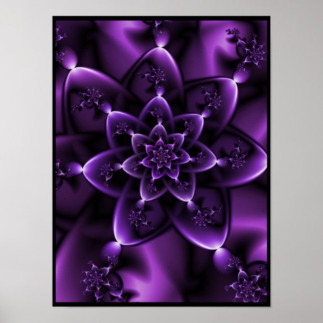 Poster Rose fractale violette  (Devant)