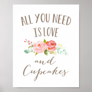 Poster Rose Garden Floral Amour et Cupcakes