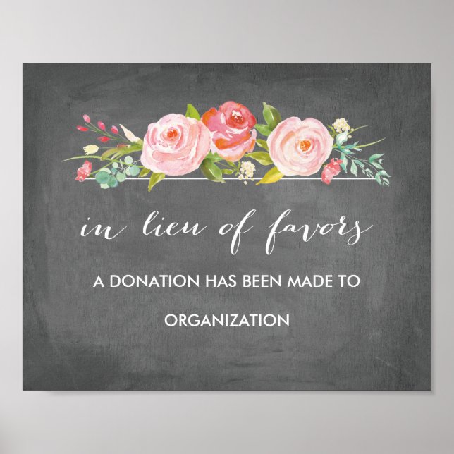 Poster Rose Garden Floral Chalkboard en lieu et place des (Devant)
