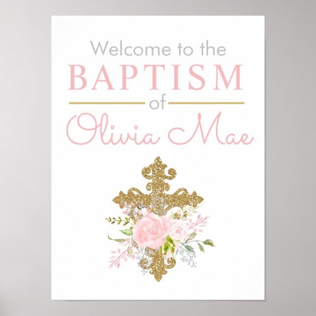 Poster Rose Garden Girl Baptême Bienvenue (Devant)