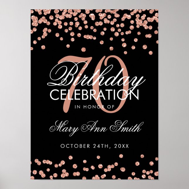 Poster Rose Gold 70e anniversaire Parties scintillant Con (Devant)