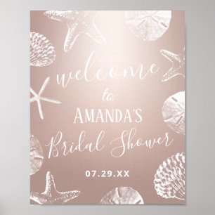 Poster Rose Gold Beach Fête des mariées de mariage Bienve