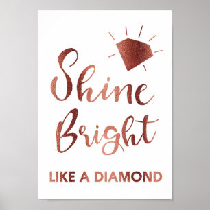 Poster Rose Gold brillant comme une chanson diamant Lyric
