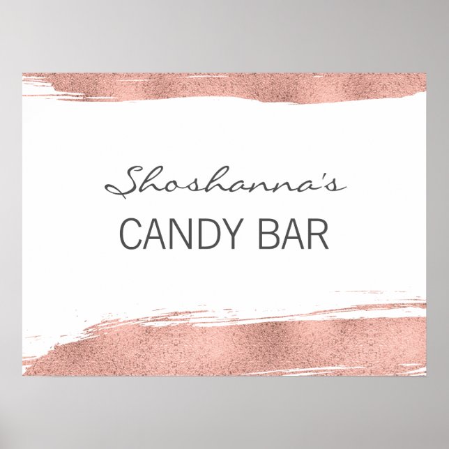 Poster Rose Gold Brusch Bat mitzvah Barre de bonbons (Devant)