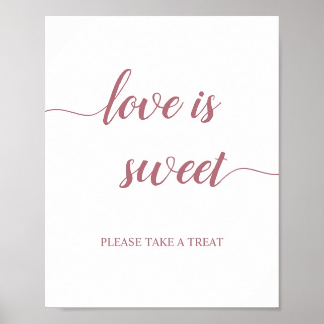 Poster Rose Gold Calligraphie Mariage Love is Sweet Sign (Devant)