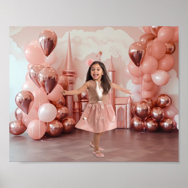 Poster Rose Gold Castle Balloons Photographie Arrière - p (Devant)