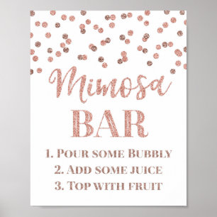 Poster Rose Gold Confetti Mimosa Bar Panneau Mariage