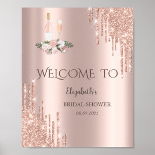 Poster Rose Gold Drips Brunch & Bubbly Enterrement de jeu