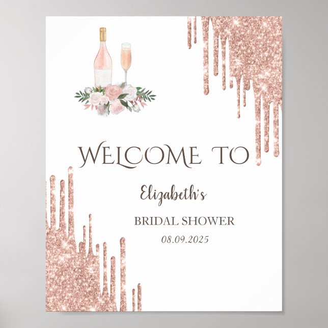 Poster Rose Gold Drives Brunch & Bubbly Fête des mariées (Devant)