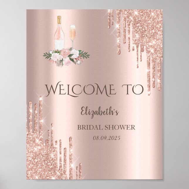 Poster Rose Gold Drives Brunch & Bubbly Fête des mariées (Devant)
