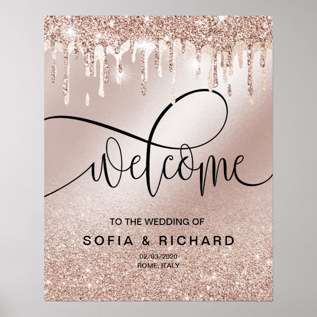 Poster Rose Gold Drives Glittering Calligraphy (Devant)