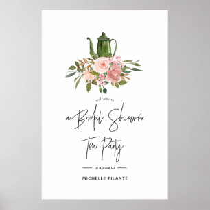 Poster Rose Gold et Fleurs de Teint de Mariage Bienvenue