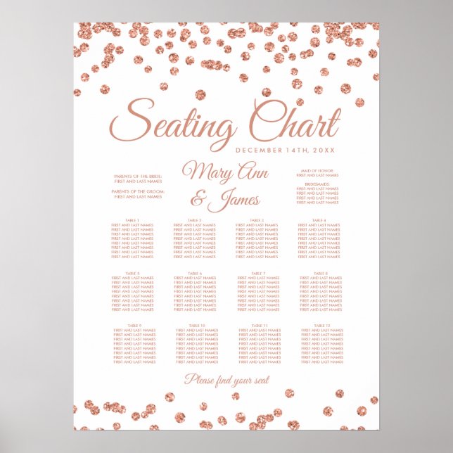 Poster Rose  Gold Faux Parties scintillant Confetti (Devant)