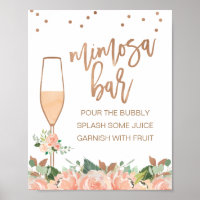 Rose Gold Floral Fête des mariées Mimosa signe