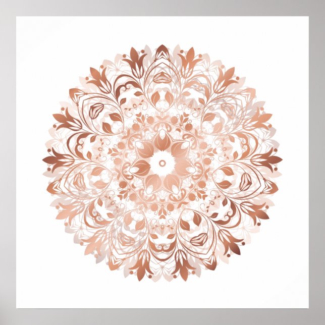 Poster Rose Gold Floral Mandala (Devant)