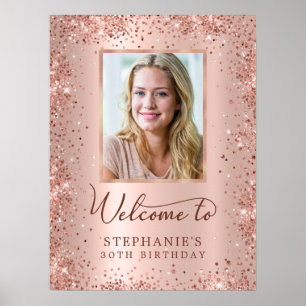 Poster Rose Gold Foil Parties scintillant 30e anniversair