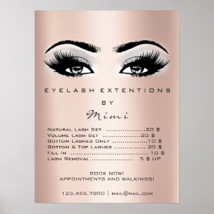Poster Rose Gold Gray Makeup Eyes Lashes Price List