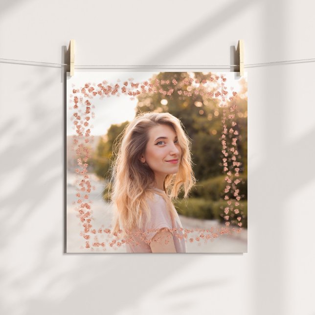 Poster Rose Gold Hearts Frontière Photo (Rose Gold Hearts Border Photo Poster)