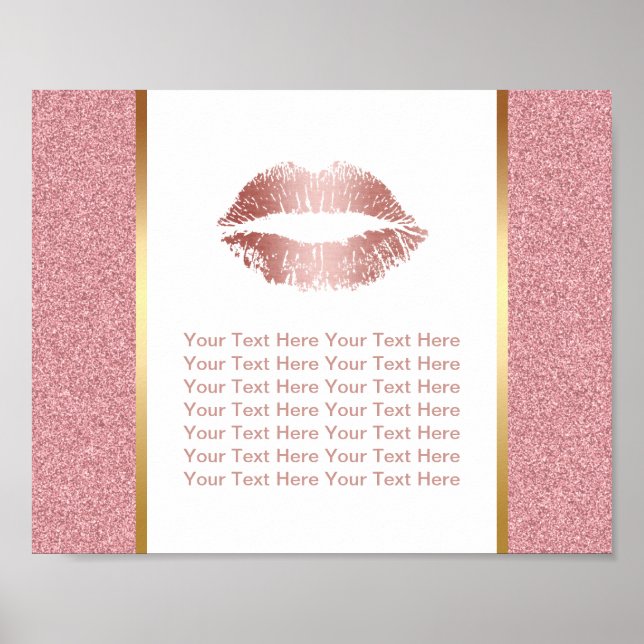 Poster Rose Gold Lips Faux Parties scintillant évènement  (Devant)