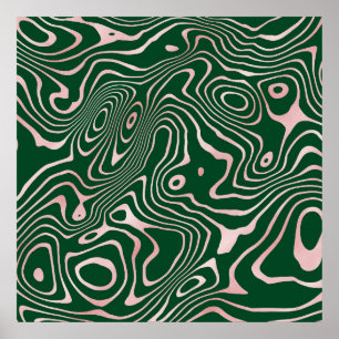 Poster Rose Gold liquid swirl Abstract Green Design