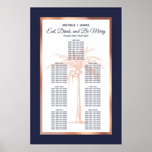 Poster Rose Gold Marine Palm Tropical Mariage Seing Chart