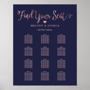 Poster Rose Gold Modern Calligraphy Seating DIYbackground
