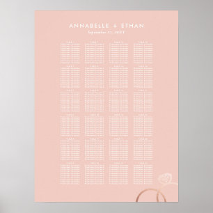 Poster Rose Gold Moderne Anneaux Blush Mariage Siège grap