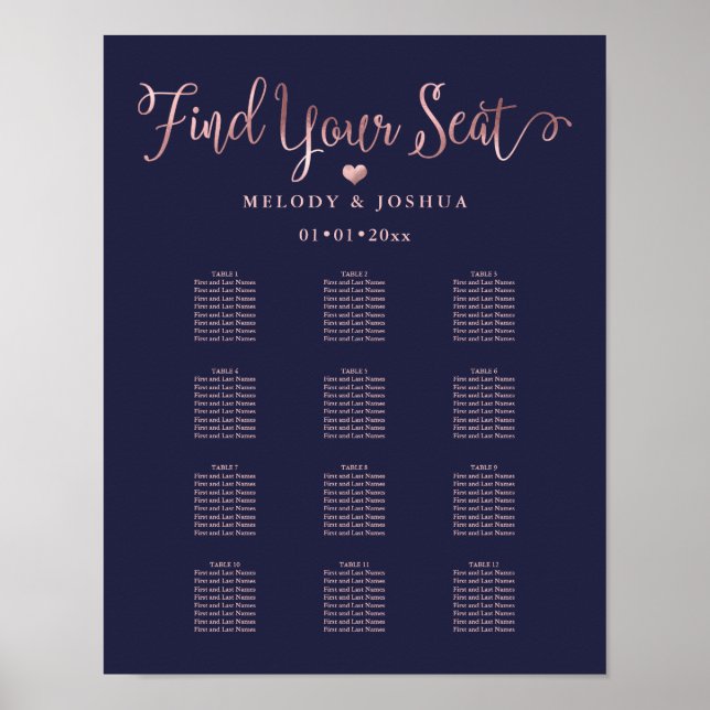 Poster Rose Gold Moderne Calligraphie Siège DIYbackground (Devant)