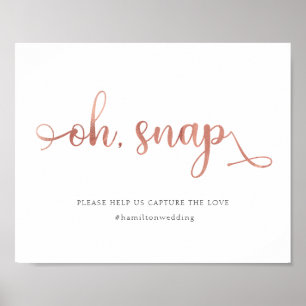 Poster rose Gold moderne hashtag Mariage Sign