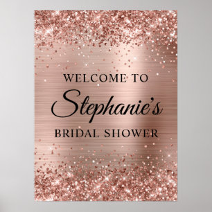 Poster Rose Gold Pailleté Bienvenue pour une Mariage Faux