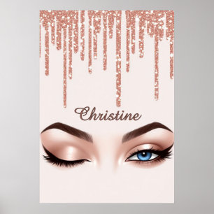 Poster Rose Gold Pailleté Dégoulinant Avec Maquillage Des