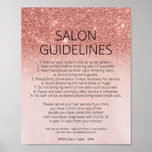 Poster Rose Gold Parties scintillant Coiffeur Salon Covid