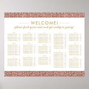 Poster Rose Gold Parties scintillant Med Alphabétique Pla