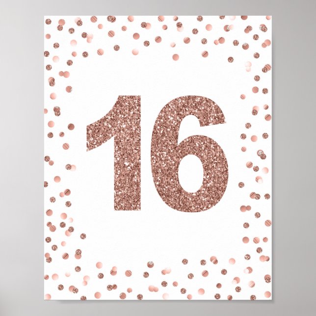 Poster Rose Gold Parties scintillant Numéro 16 Signal de  (Devant)