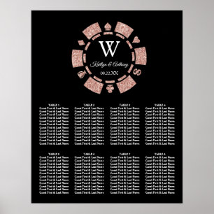 Poster Rose Gold Parties scintillant Poker Chip Casino Ma