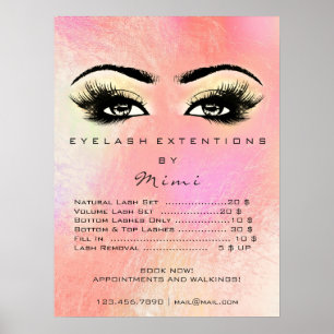 Poster Rose Gold Peach Maquillage Yeux Lashes Prix Pastel