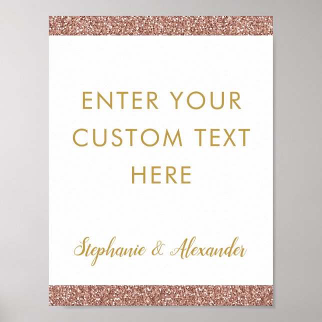 Poster Rose Gold Pink Parties scintillant & Gold Custom P (Devant)