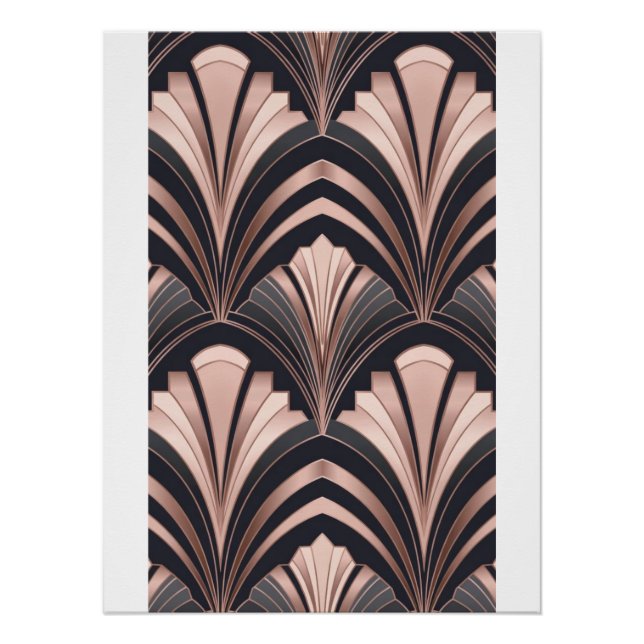 Poster Rose Gold Romance Neo Art Deco Fan Design (Devant)