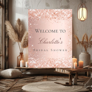 Poster Rose gold rose bonjour mariage
