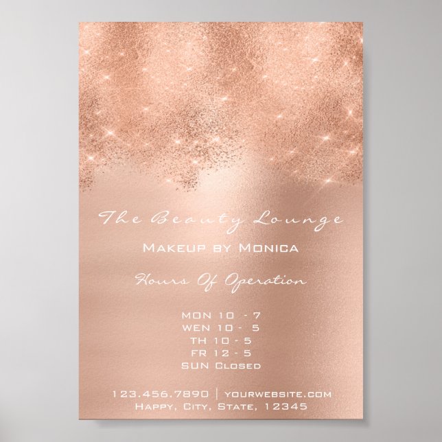 Poster Rose Gold Sparkly Lux White Parties scintillant Sa (Devant)